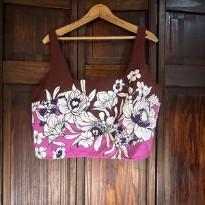 Express Floral Crop Top - Purple and‎ White
